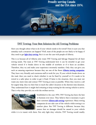 TNT Towing Your Best Solution for All Towing Problems