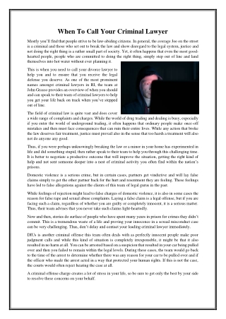 When To Call Your Criminal Lawyer