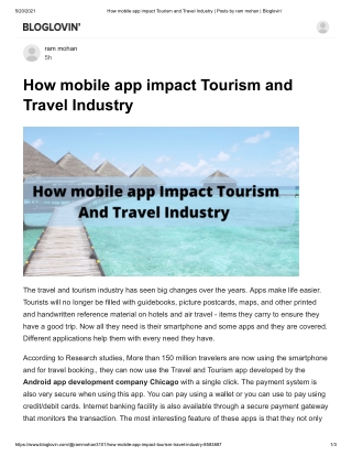 How mobile app impact Tourism and Travel Industry