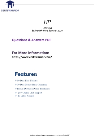 HP2-I06 Features of Certification Exam Dumps 2020