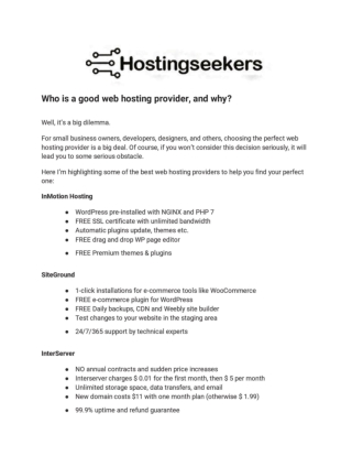 Hosting Service Providers