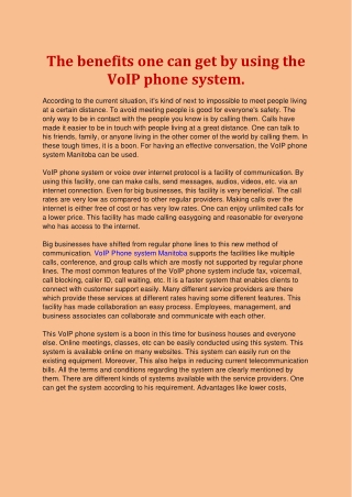 The benefits one can get by using the VoIP phone system