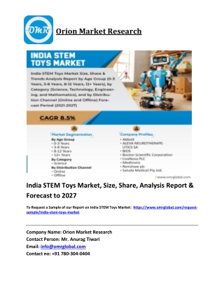 India STEM Toys Market Trends, Size, Competitive Analysis and Forecast 2021-2027