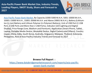 Asia-Pacific Power Bank Market Size, Industry Trends, Leading Players, SWOT Study, Share and Forecast to 2027