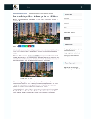 Premium living Address At Prestige Sector 150 Noida