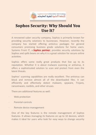 Sophos Security: Why Should You Use It?