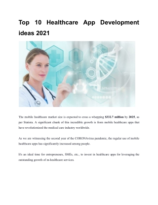 Top 10 Healthcare App Development ideas 2021