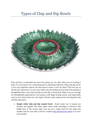 Types of Chip and Dip Bowls