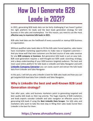 How do I generate B2B leads in 2021?