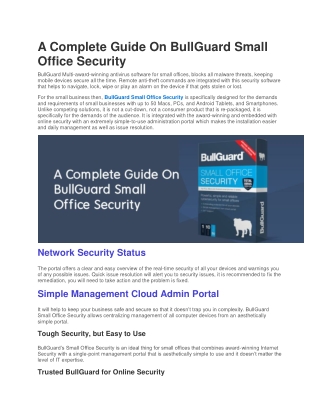 A Complete Guide On BullGuard Small Office Security