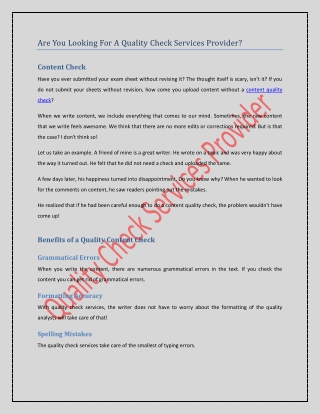 Are You Looking For A Quality Check Services Provider?
