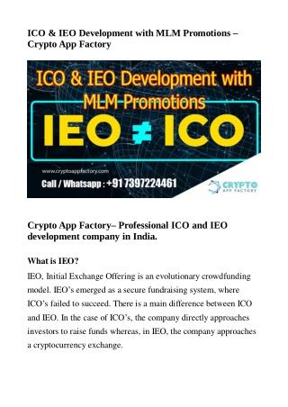 ICO & IEO Development with MLM Promotions - Crypto App Factory