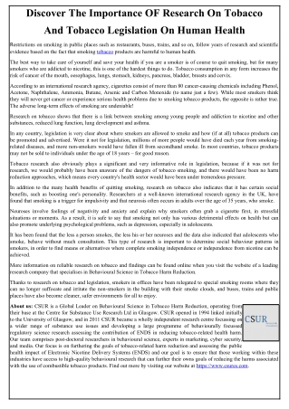 Discover The Importance OF Research On Tobacco
