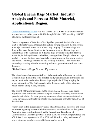 Global Enema Bags Market