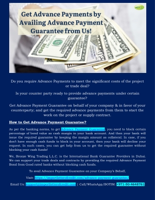 Advance Payment Guarantee – How to Get Bank Guarantee?