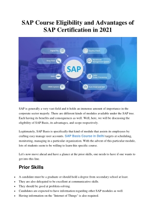 SAP Course Eligibility and Advantages of SAP Certification in 2021