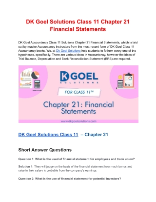 DK Goel Solutions Class 11 Chapter 21 Financial Statements