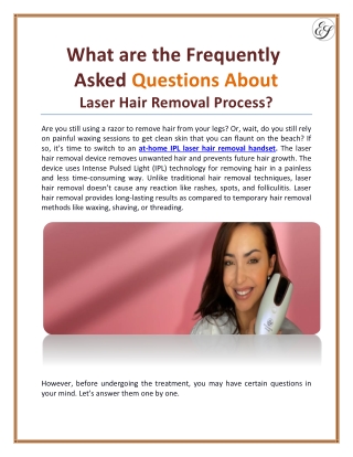 What are the Frequently Asked Questions About Laser Hair Removal Process?