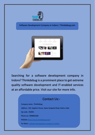 Software Development Company in Indore | Thinkdebug.com