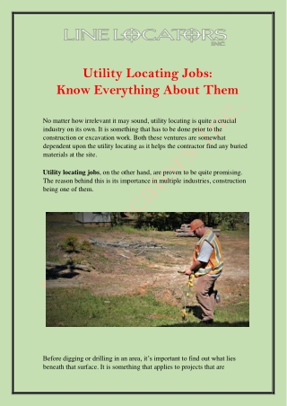 Utility Locating Jobs: Know Everything about Them | Line Locators Inc.