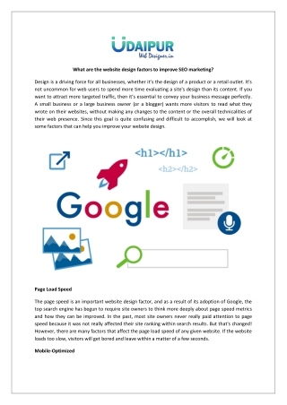 What are the website design factors to improve SEO marketing