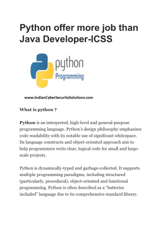 Python offer more job than Java Developer