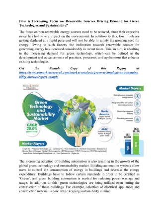 Green Technology and Sustainability Market its Future Outlook and Trends