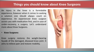 Things you should know about Knee Surgeons
