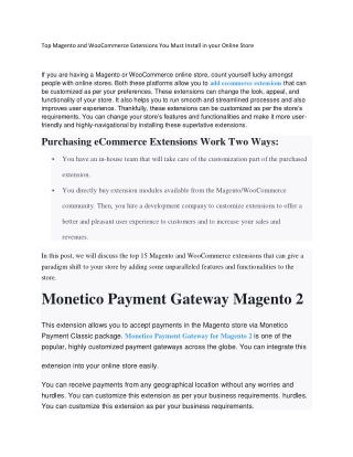Top Magento and WooCommerce Extensions You Must Install in your Online Store