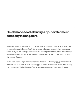 On-demand-food-delivery-app-development company in Bangalore