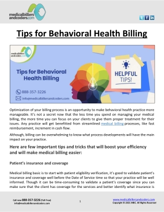 Tips for Behavioral Health Billing