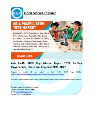 Asia Pacific STEM Toys Market Size, Share, Industry Growth, Report 2021-2027