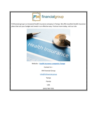 Health Insurance Companies Tampa Fmfinancial.group