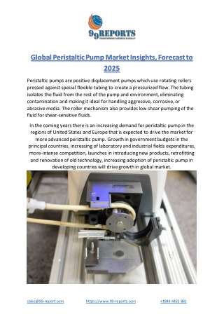 Global Peristaltic Pump Market Insights, Forecast to 2025