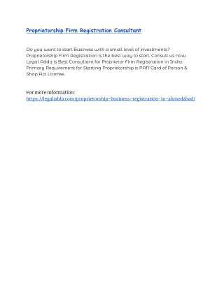 Proprietorship Firm Registration Consultant