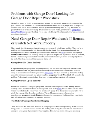 Problems with Garage Door! Looking for Garage Door Repair Woodstock