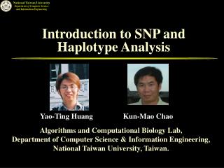 Introduction to SNP and Haplotype Analysis
