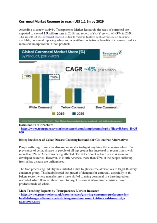 Cornmeal Market Revenue to reach US$ 1.1 Bn by 2029