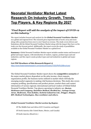 Neonatal Ventilator Market Report: Analysis Of Effective Business Strategies 202