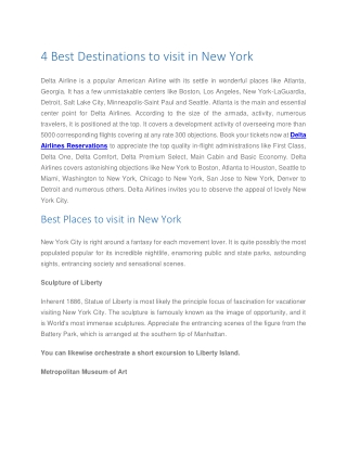 4 Best Destinations to visit in New York