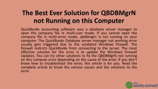 The Best Ever Solution for QBDBMgrN not Running on this Computer