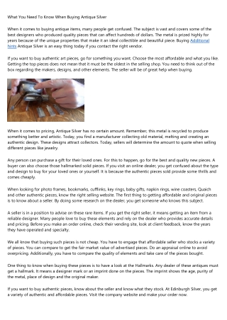 What You Need To Know When Buying Antique Silver