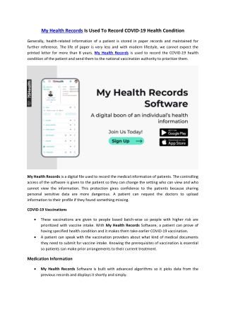 My Health Record is used to record COVID