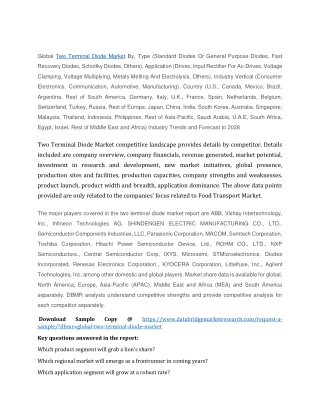 Two Terminal Diode Market Size, Reports, Demands, Share - Forecast 2028