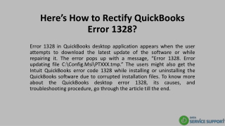 Here’s How to Rectify QuickBooks Error 1328?