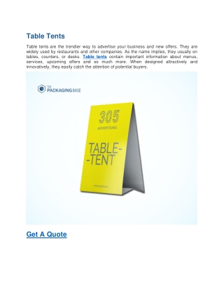 Tabe Tents-Letter Heads