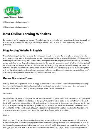 Best Online Earning Websites