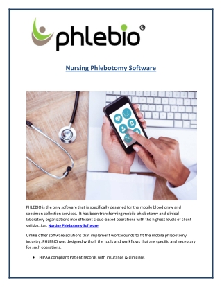 Nursing Phlebotomy Software