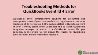 Troubleshooting Methods for QuickBooks Event Id 4 Error