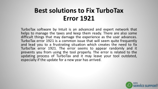 Best solutions to Fix TurboTax Error 1921